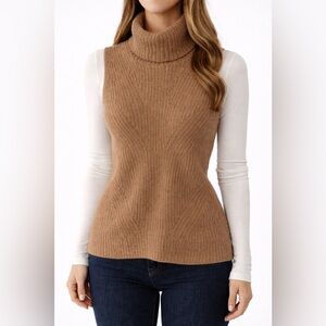 Madewell 100% Merino Wool Sleeveless Turtleneck Sweater Vest Small Camel